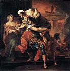 Van Canvas Paintings - Aeneas Carrying Anchises by Carl van Loo